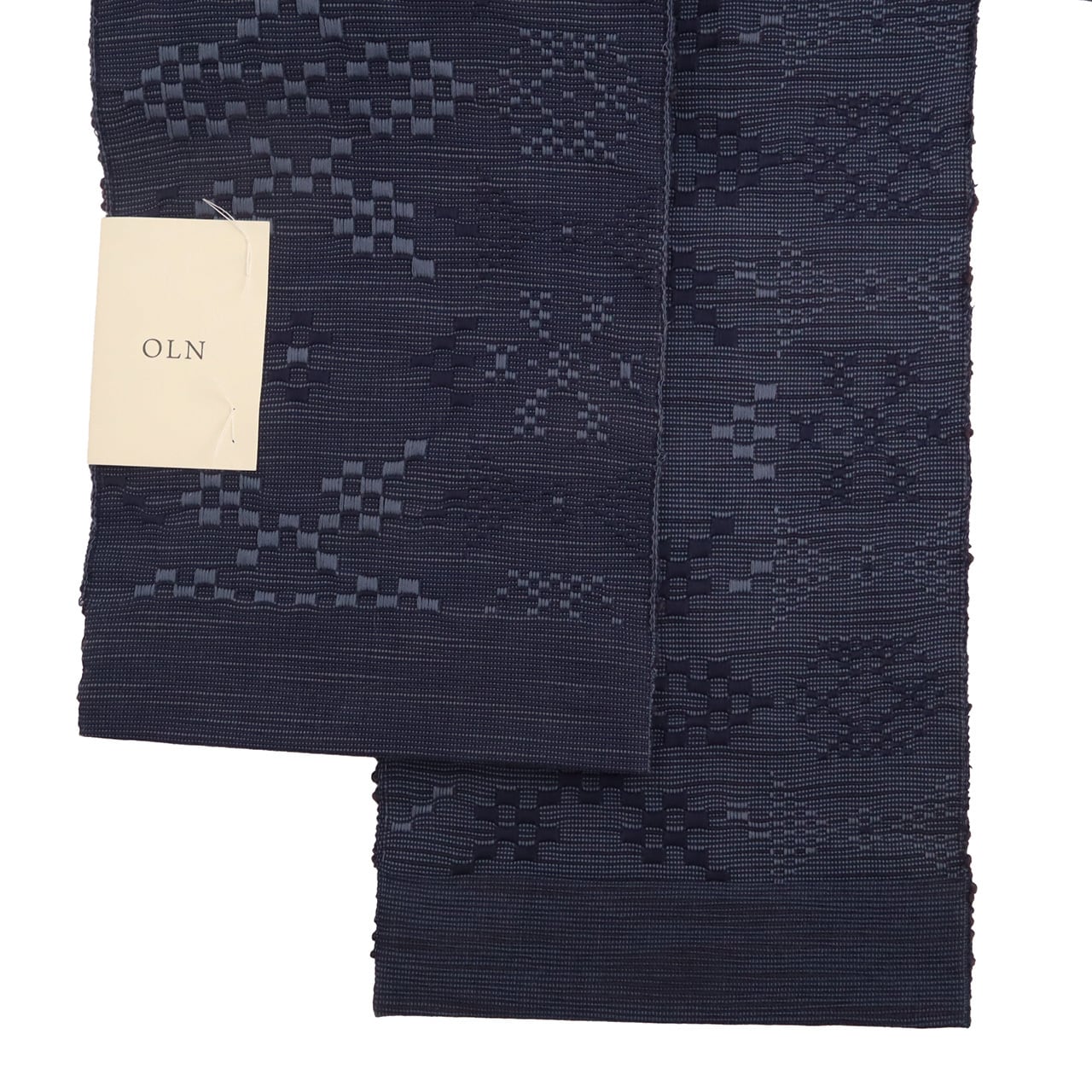 半巾帯 en coton「雪花（せっか）」navy blue | OLN web shop