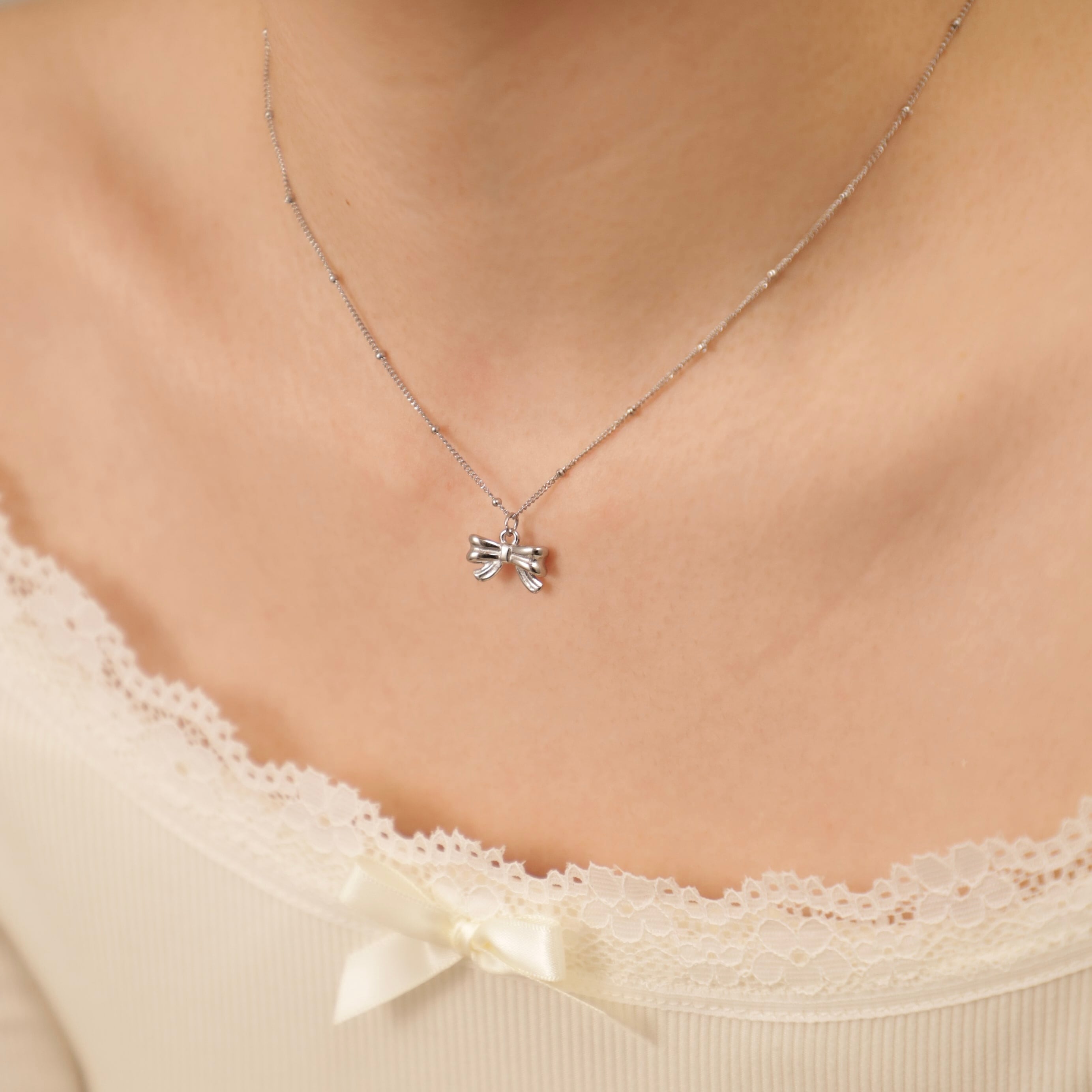 316L stud ribbon necklace #n46 | apire