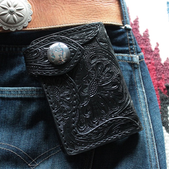 *Bikers Wallet/Leather carving Wallet