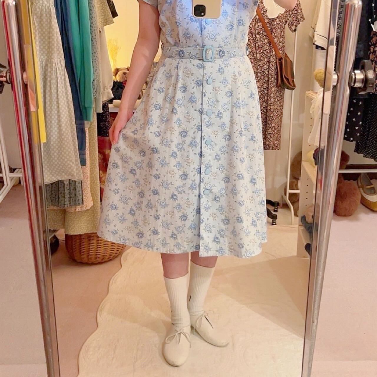 light blue rose cotton one-piece