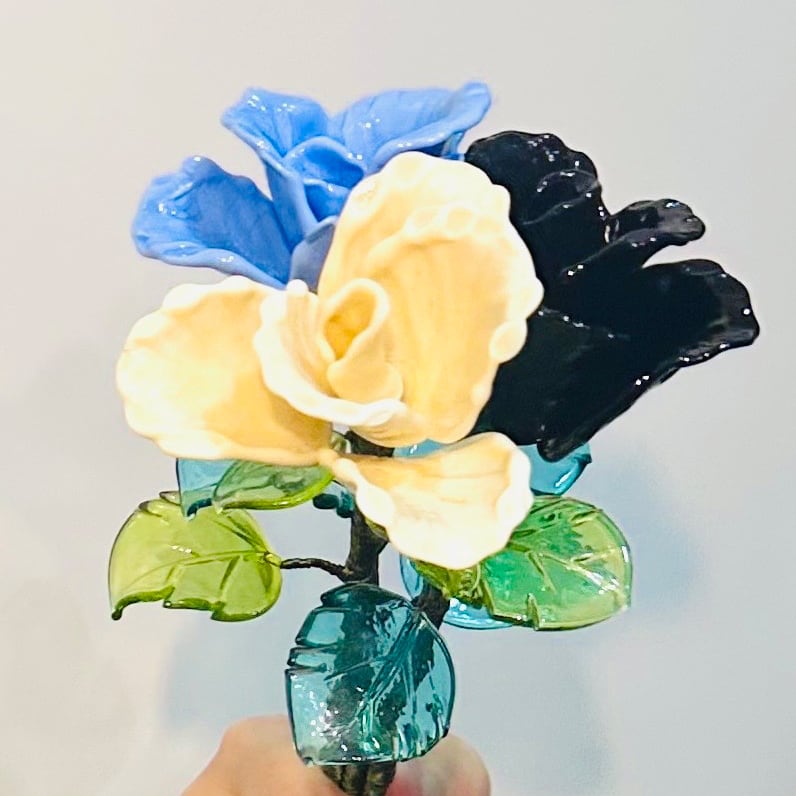 エメラルドグリーン バラ装飾 手鏡 ベネチア ItemB40 【特別価格】ヴェネチアンガラスの薔薇 splendore una rosa 5