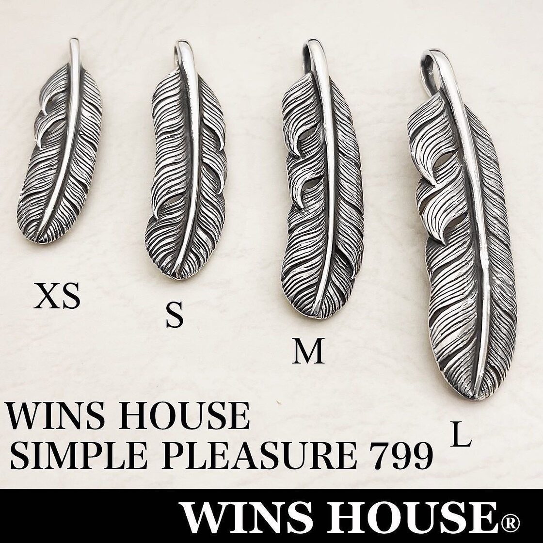WINS HOUSE®︎ SIMPLE PLEASURE 799 XS size Feather Pendant top 