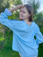 手縫い刺繍ヴィシヴァンカ（青花）レディース・フリーサイズ