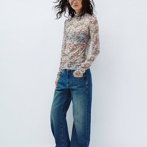 floral high-neck cut-and-sew T4355