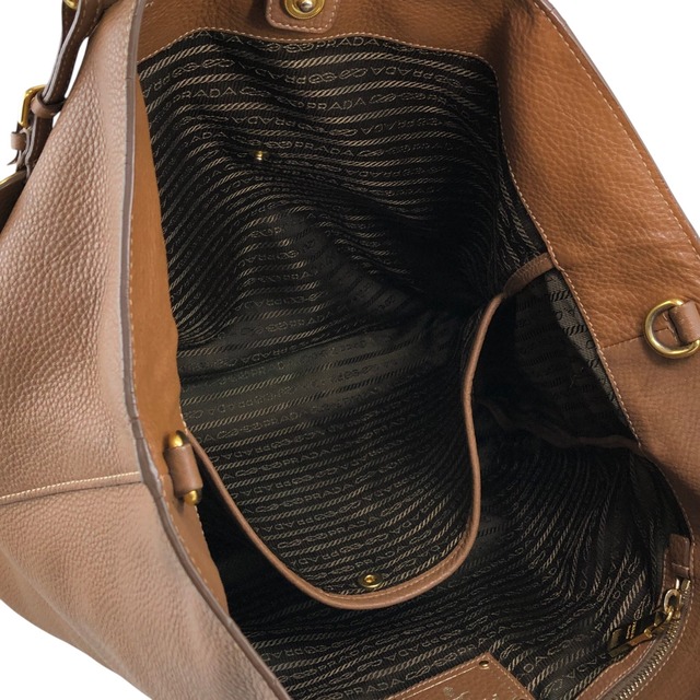 PRADA プラダ トートバッグ ブラウン ロゴ レザー 2way vintage ヴィンテージ オールド 38ggy4