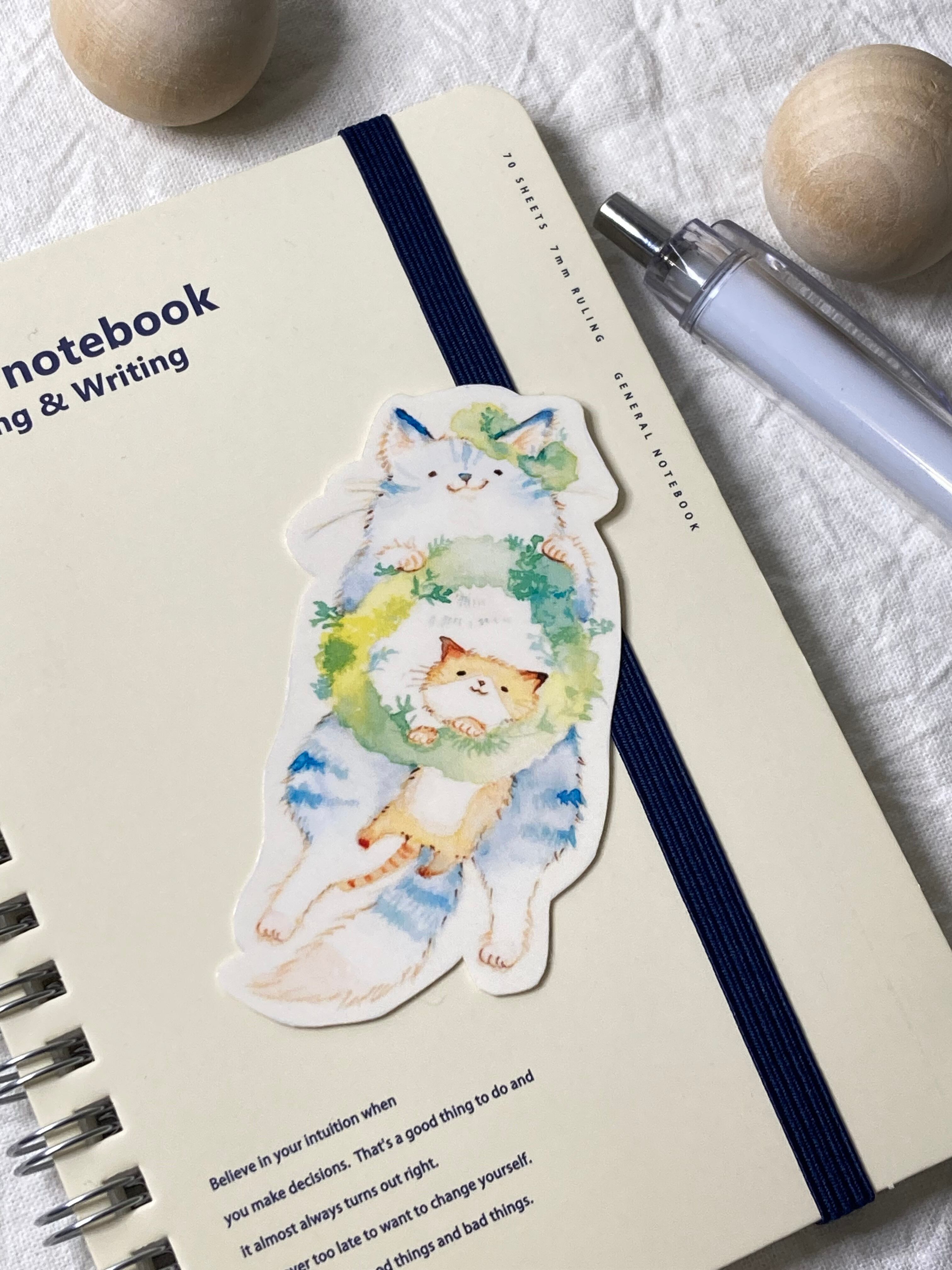 ステッカー◎親子猫とリース