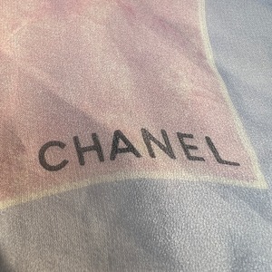 【最終処分SALE】CHANEL シャネル  花柄 タグ付き シルク スカーフ ブルー A-12361