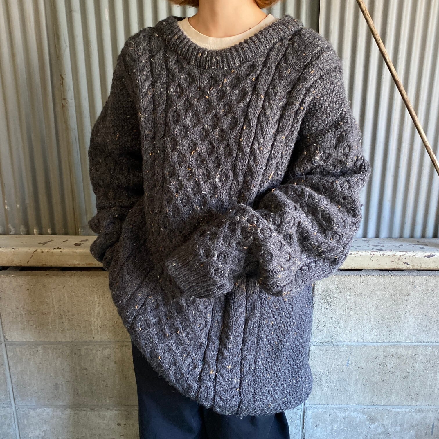 vintageアイルランド製 フィッシャーマンニット （70 