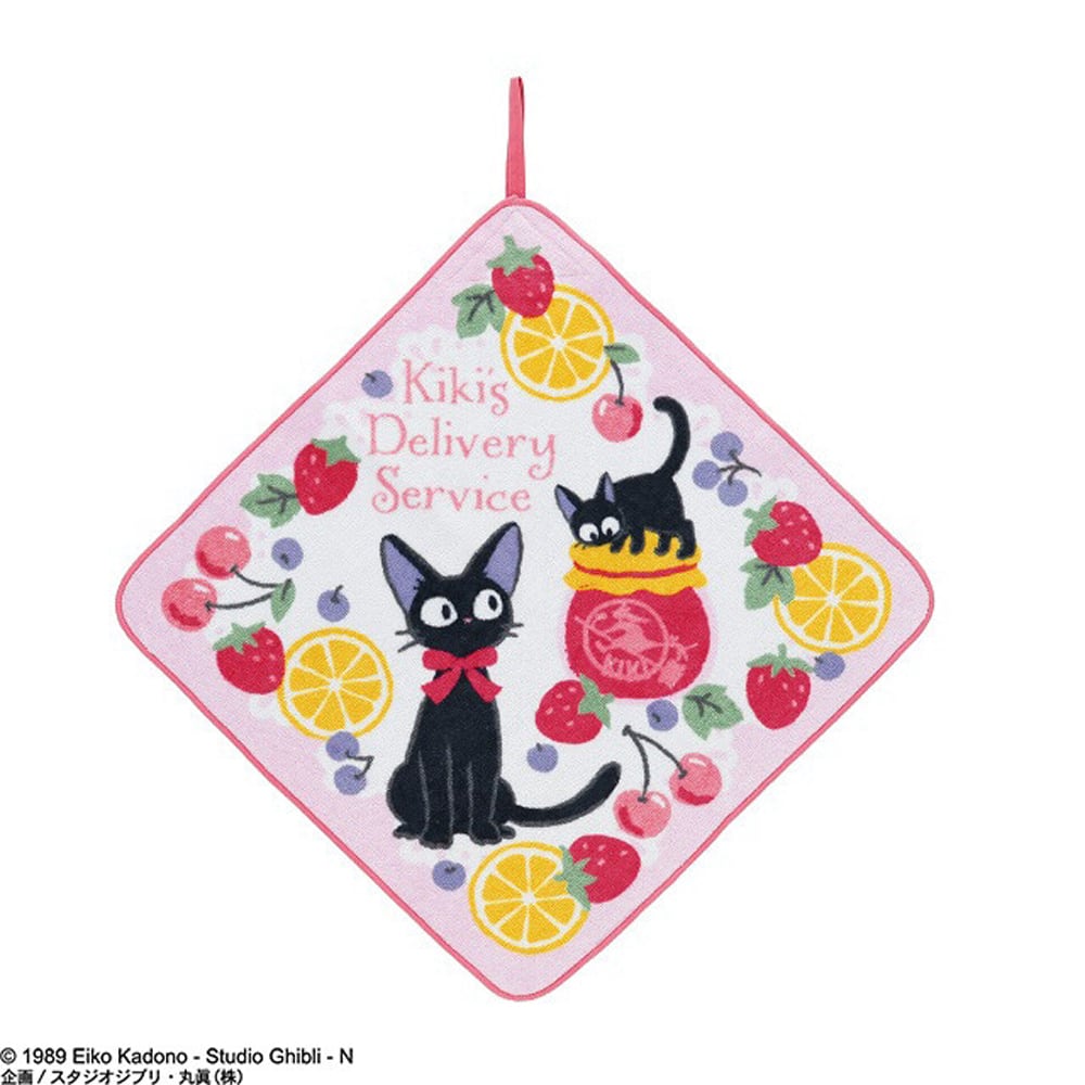 猫タオルハンカチ(魔女の宅急便レースジジ) | マスノヤ衣料品店