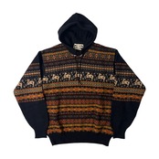 Karl Helmut カールヘルム フェアアイル フード付き ウールニット セーター ブラック