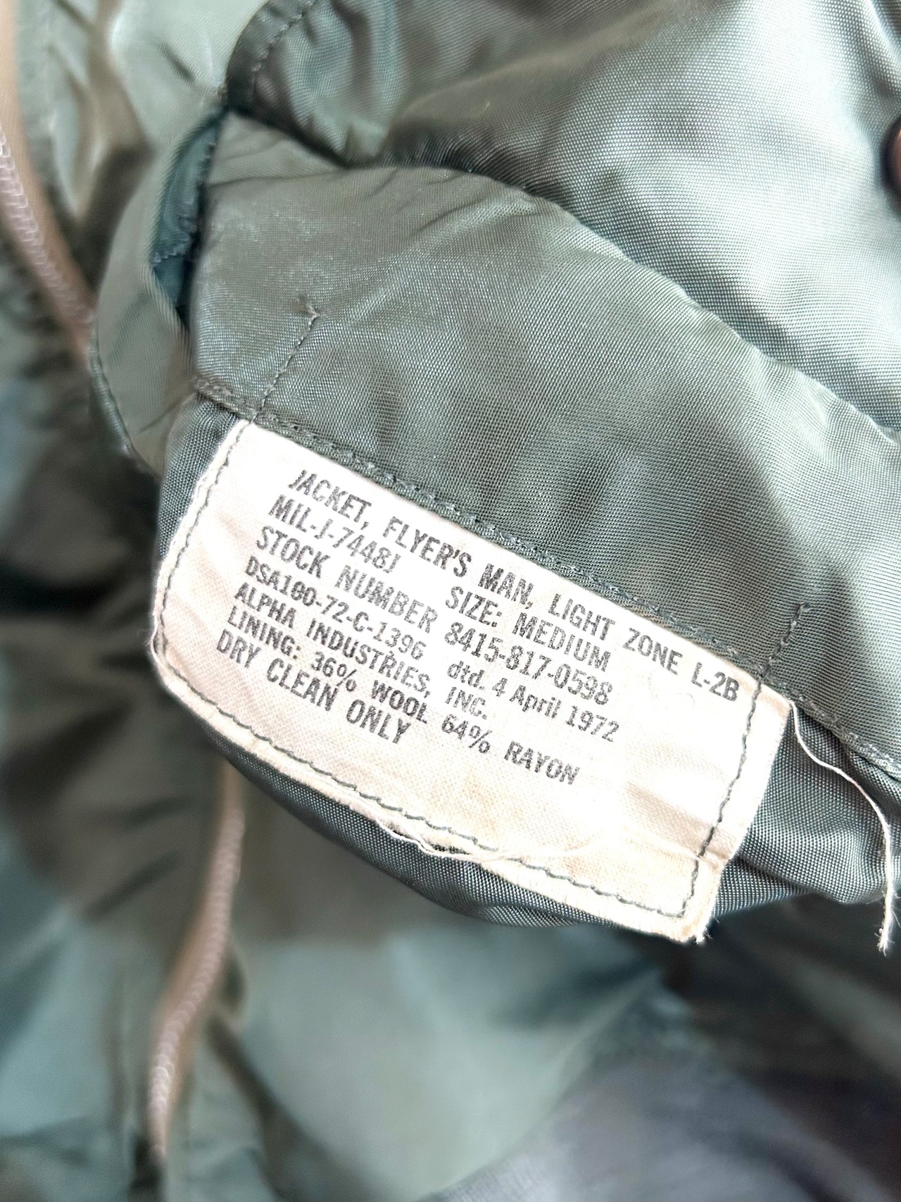 70s USAF L-2B "J-7448J" FLIGHT JACKET Size MEDIUM