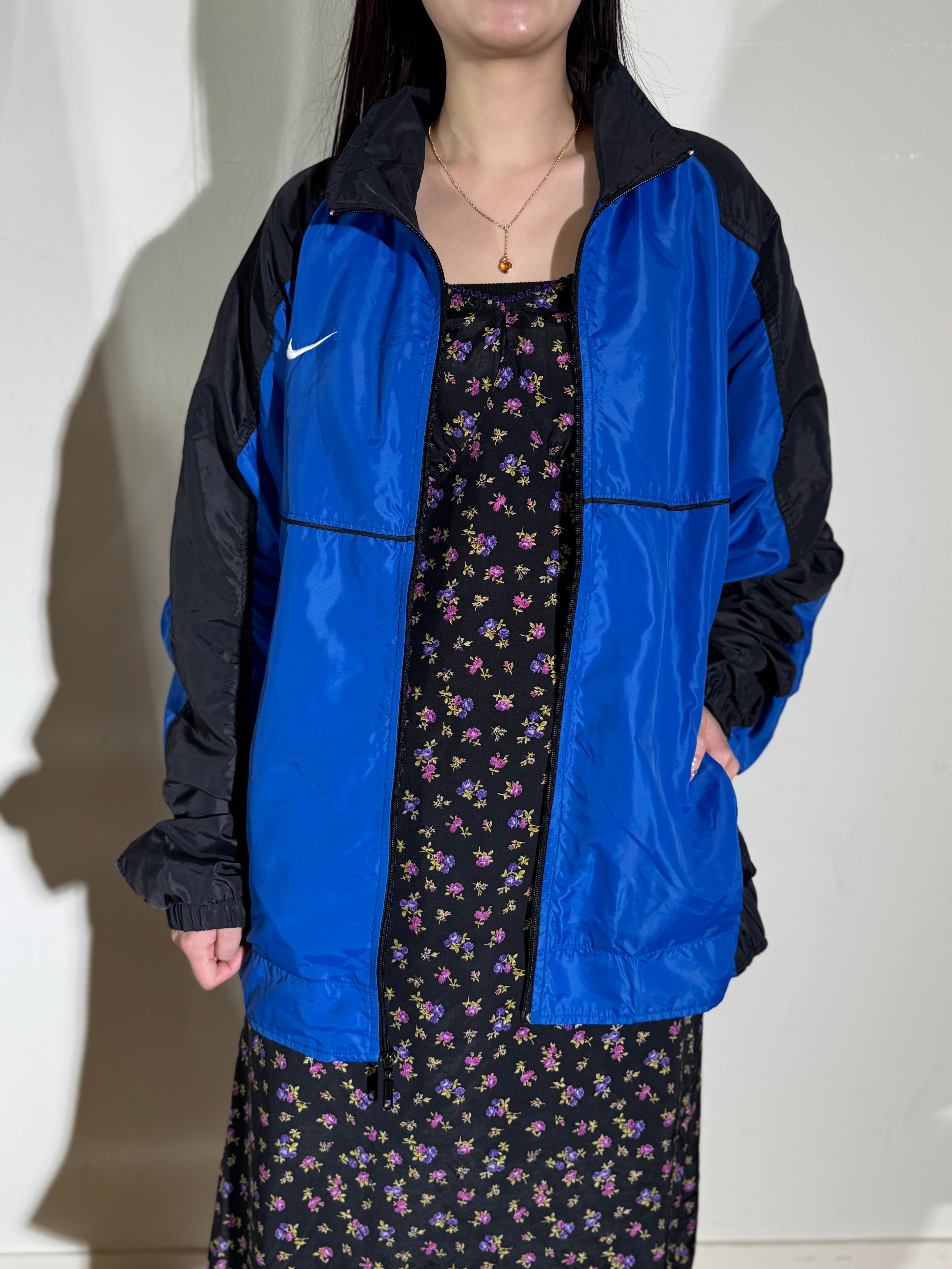 JK3-9 USED SPORT JACKET "NIKE"-BLUE×BLACK-*