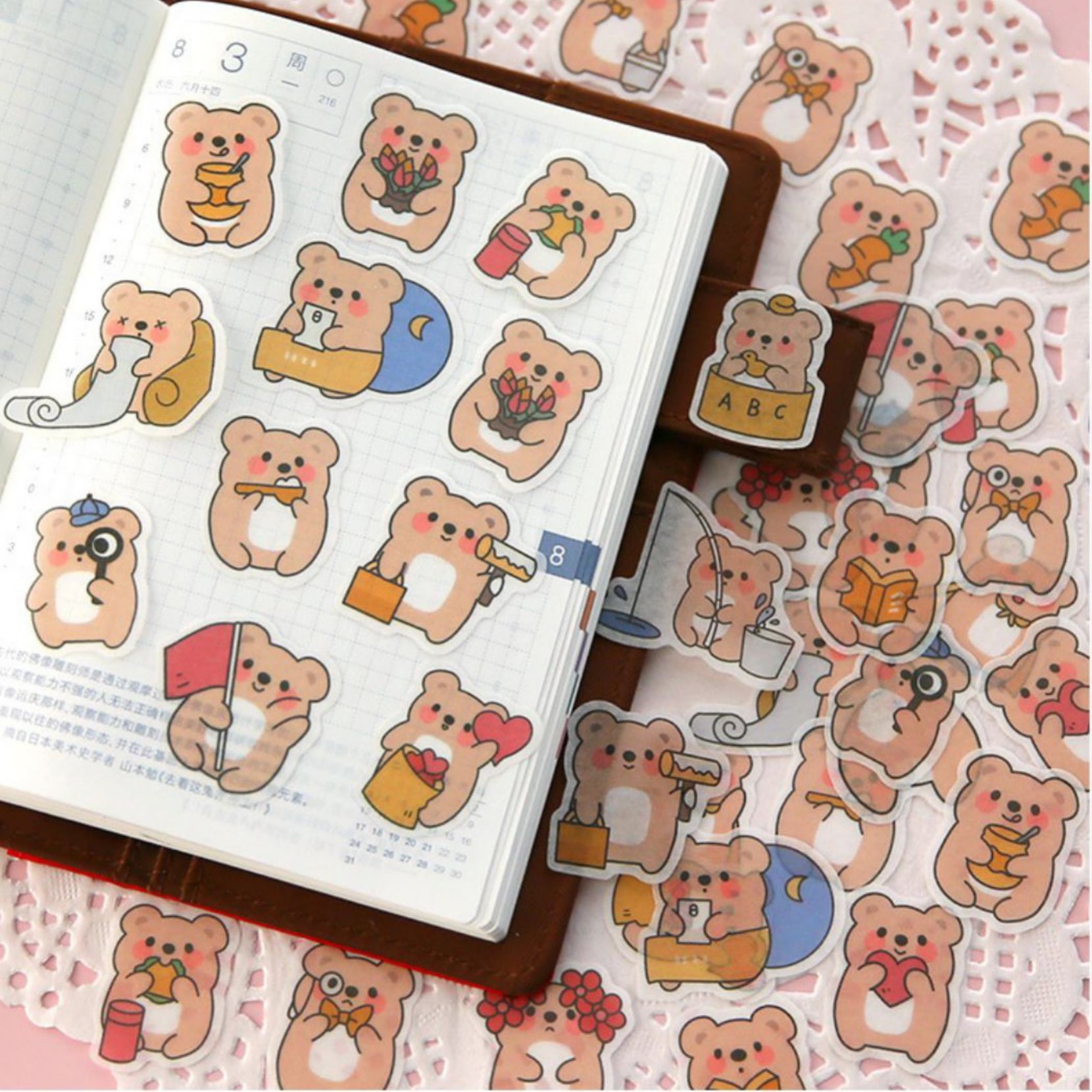 くま系シール 海外 teladoのふわふわかわいいクマ 日常的なイラストの