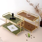 エレガント ブラック アクリル バニティオーガナイザー ノルディック カウンタートップ ディスプレイシェルフ 化粧品 香水 スキンケア コンパクト バスルーム収納 ラック おしゃれ シンプル 北欧 シンプル 2段 グリーン ブラウン ２色展開