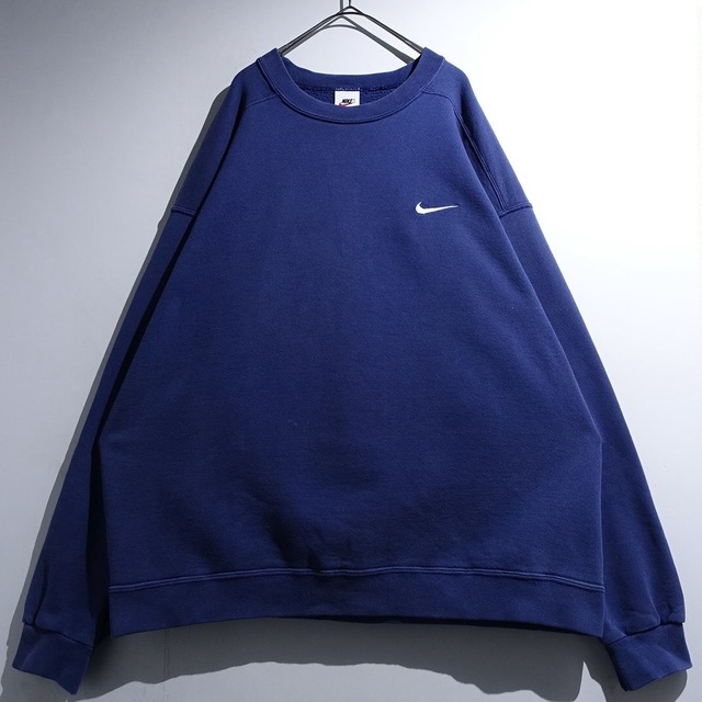 90s "NIKE" Navy Logo Embroidery Design Sweatshirt