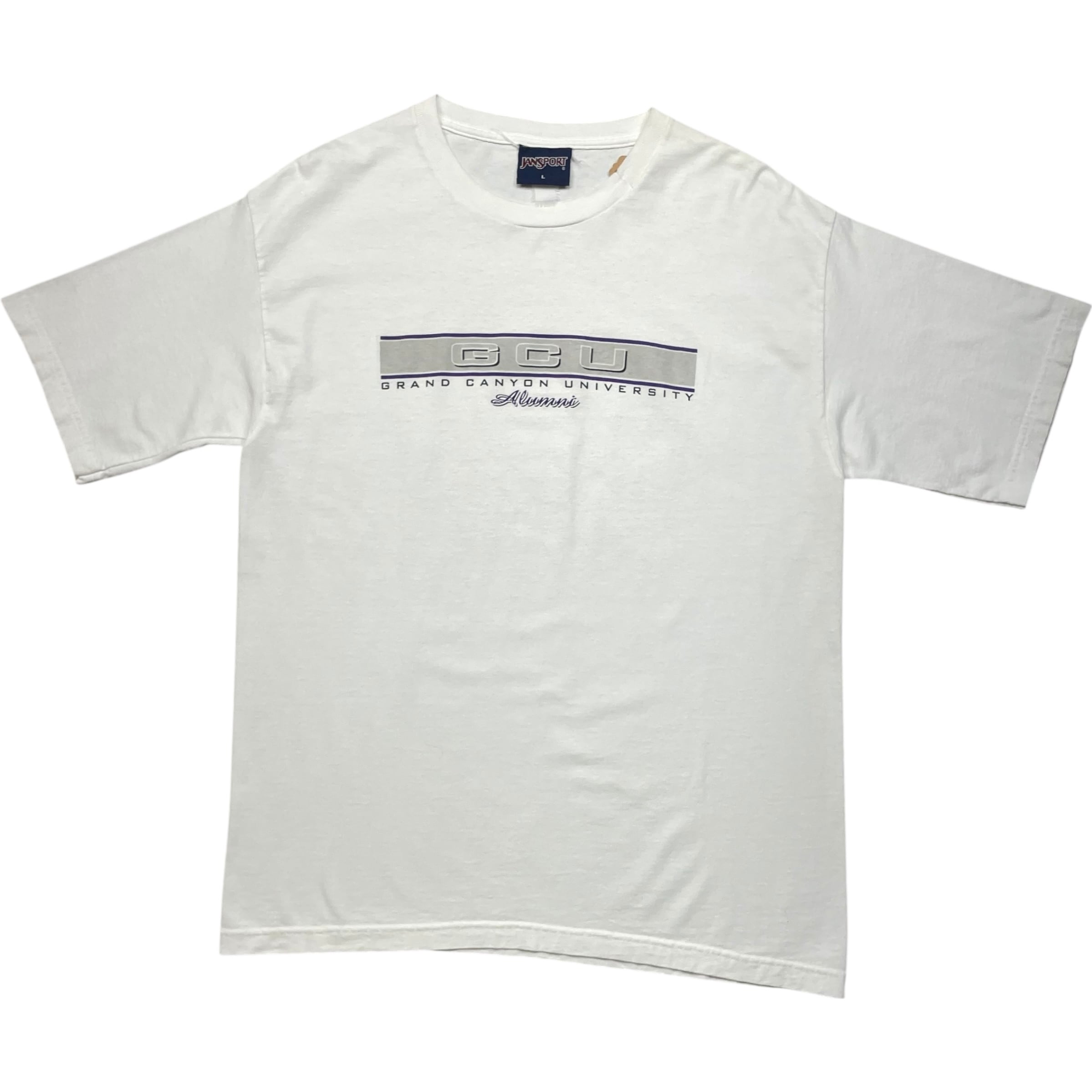 《L》 JANSPORT ジャンスポーツ Tシャツ ホワイト フロントプリント GCU カレッジ no.8765