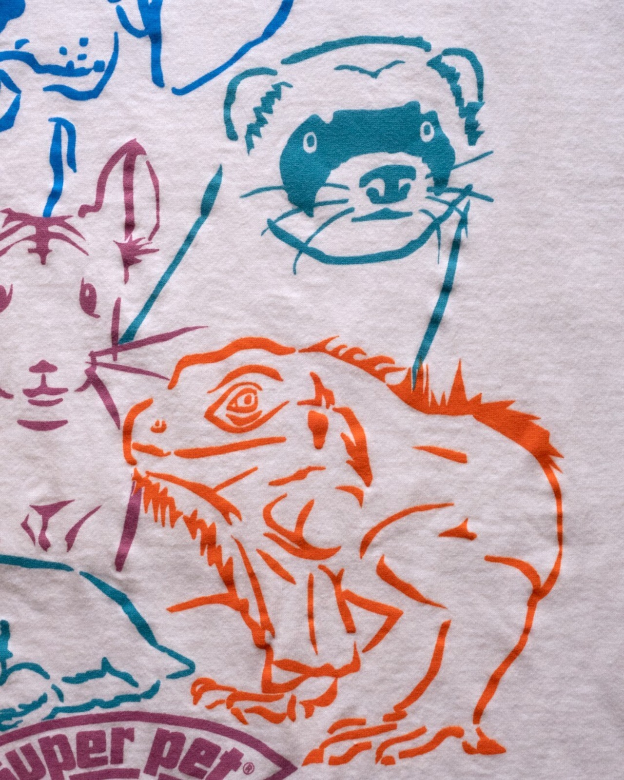 【古着】"super pet" カラフル・アニマル バックプリント T - 9