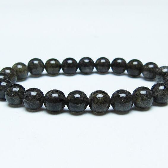ブラックルチルクォーツ ブレスレット 8mm ブラックトルマリン トルマリネイテッドクォーツ 一点物 メール便可 [M便 1/10] 111-47024