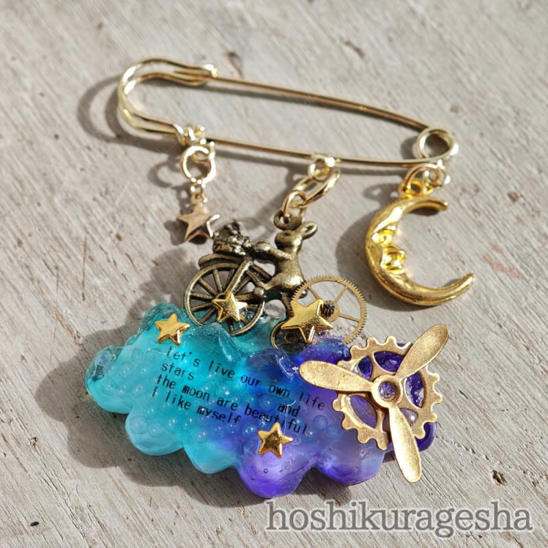 ブローチ - 郵便うさぎのお散歩 - 星海月舎 - no1-hks-06