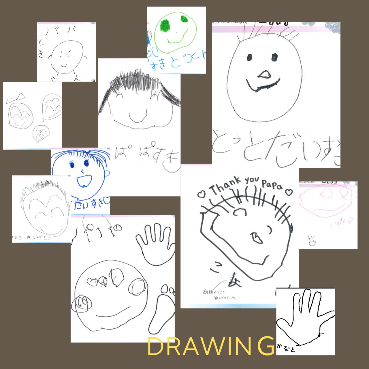 お子様が描いたイラストを刺繍してお作りするお絵描き刺繍ハンカチ(❁´◡`❁)　思い出をいつも身近に・・・【記念品・敬老の日・父の日・母の日・卒園・ギフト】