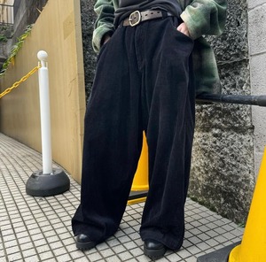-INTERSTATE- black corduroy wide pants