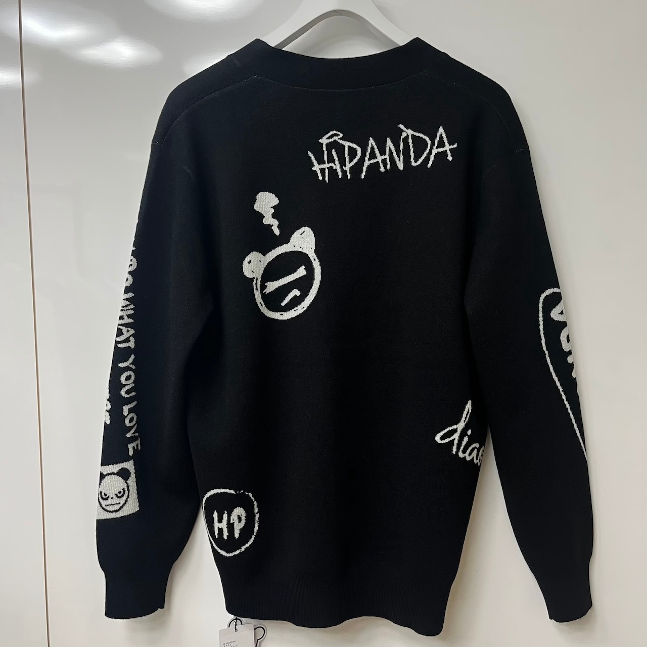 【HIPANDA ハイパンダ】男女兼用 ニットカーディガン UNISEX KNIT CARDIGAN / WHITE・BLACK