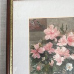 額もの　花瓶の花　油彩プリント　フランス額装　木製フレームマット付き 12otcj3