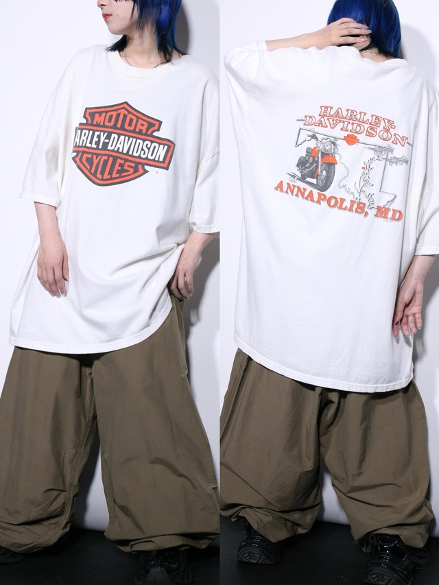 "Harley-Davidson"  XXXL over silhouette front and back printed white tee