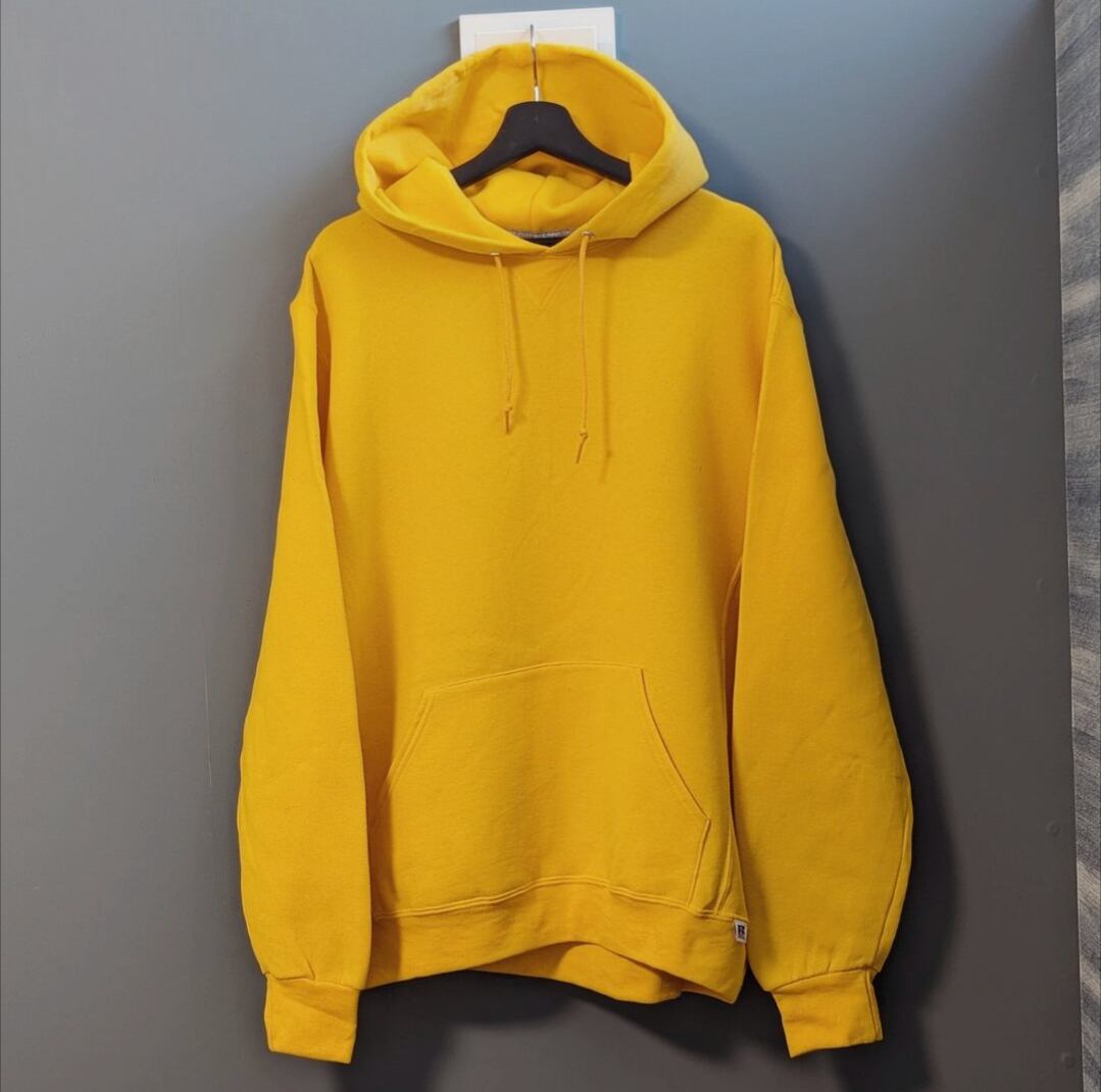 人気! russell solid sweat foody yellow 小岩店