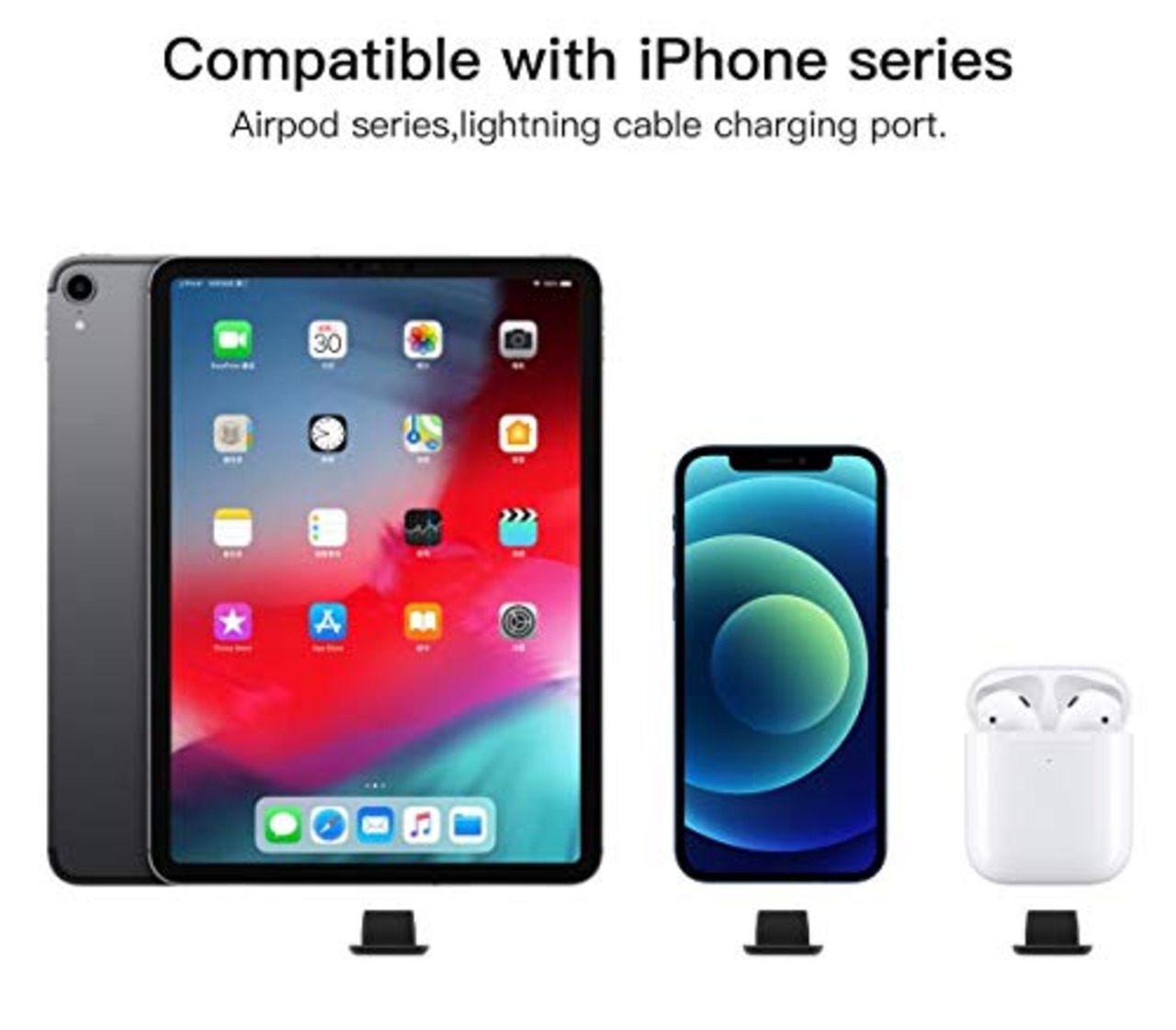 10個入り iPhone 対応 Lightning キャップ コネクタカバー ホコリ 砂防止 防水 防塵カバー シリコン蓋 ライトニングキャップ 黒