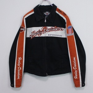 【Caka act2】"Harley-Davidson" Logo Embroidery Design Zip Up Jacket