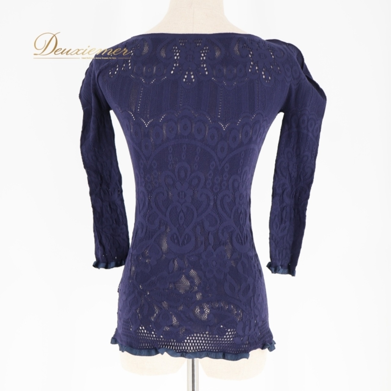 バレエ 衣装 ノーソーイングニット ネイビー系 チャコットロイヤルダンス Chacott ROYAL DANCE 紺 フリル 日本製 社交ダンス 練習 レッスン 伸縮 ストレッチ 上品 かわいい 落ち着いた色 ノーソーイング