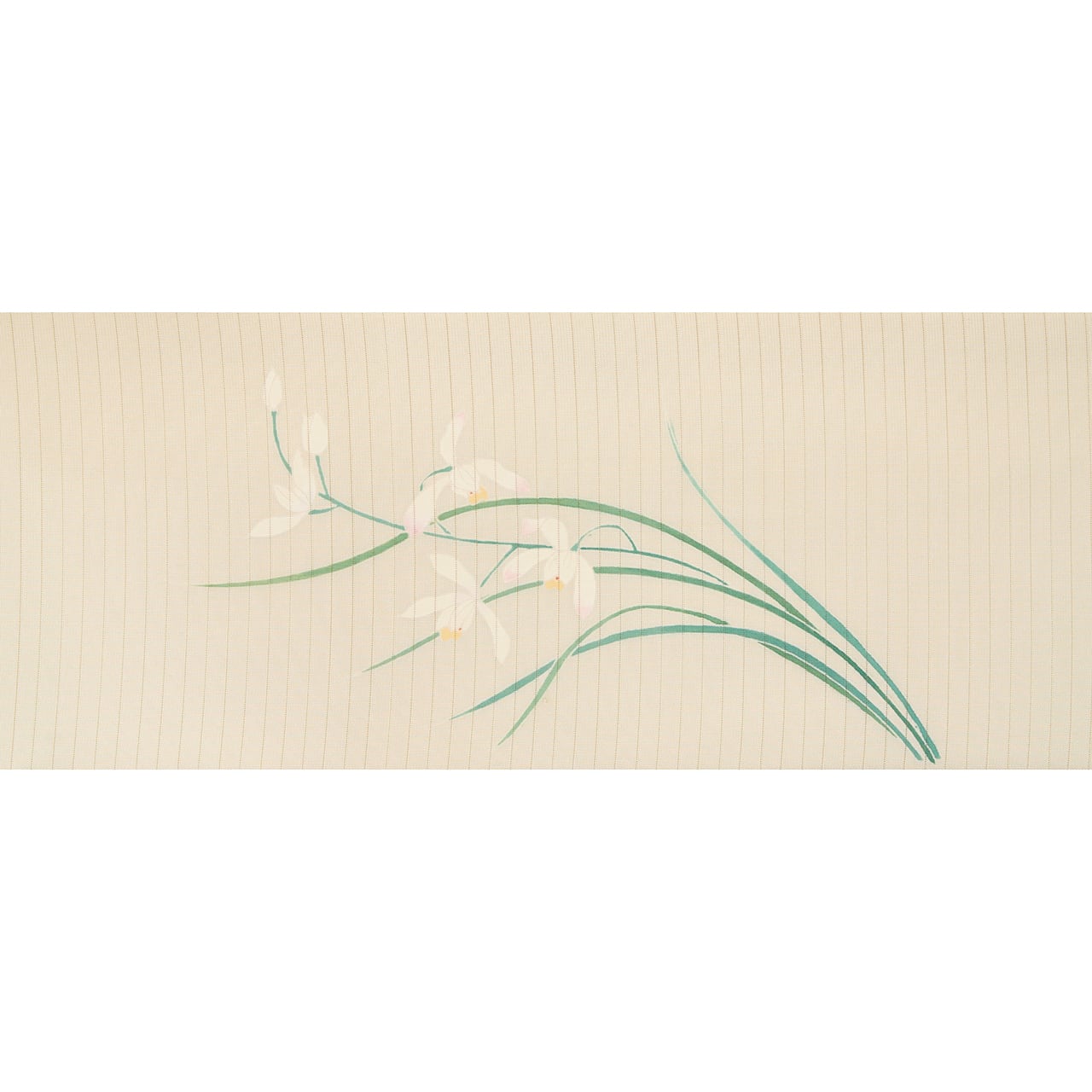 未使用　名古屋帯　絽塩瀬　蘭の花 シランのお花の模様 手描友禅 絽塩瀬名古屋帯【中古】 | かわの屋