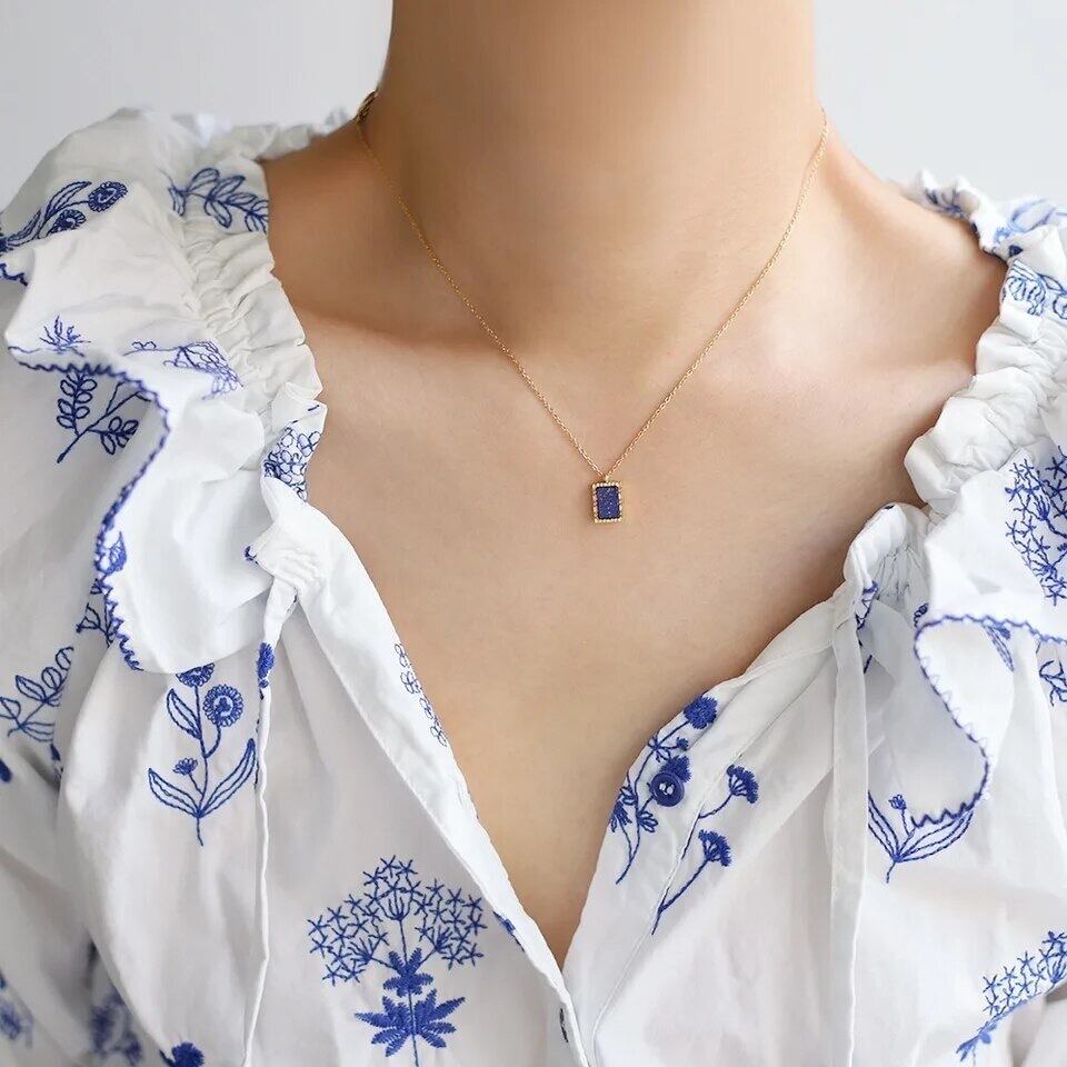 金アレ対応 シンプルストーンネックレス (0401)