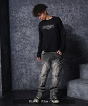 ◆ラメ加工 レタリングロゴ L/S Tee◆rp-26102