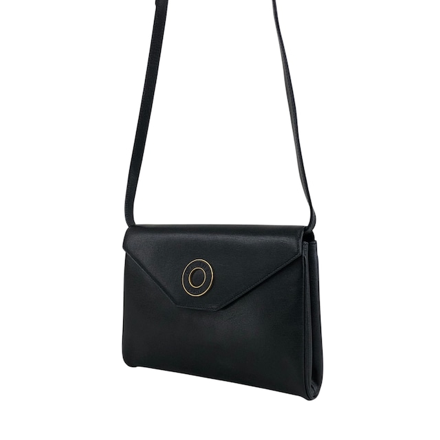 CELINE セリーヌ ショルダーバッグ ブラック サークルロゴ レザー vintage ヴィンテージ オールド bwix55