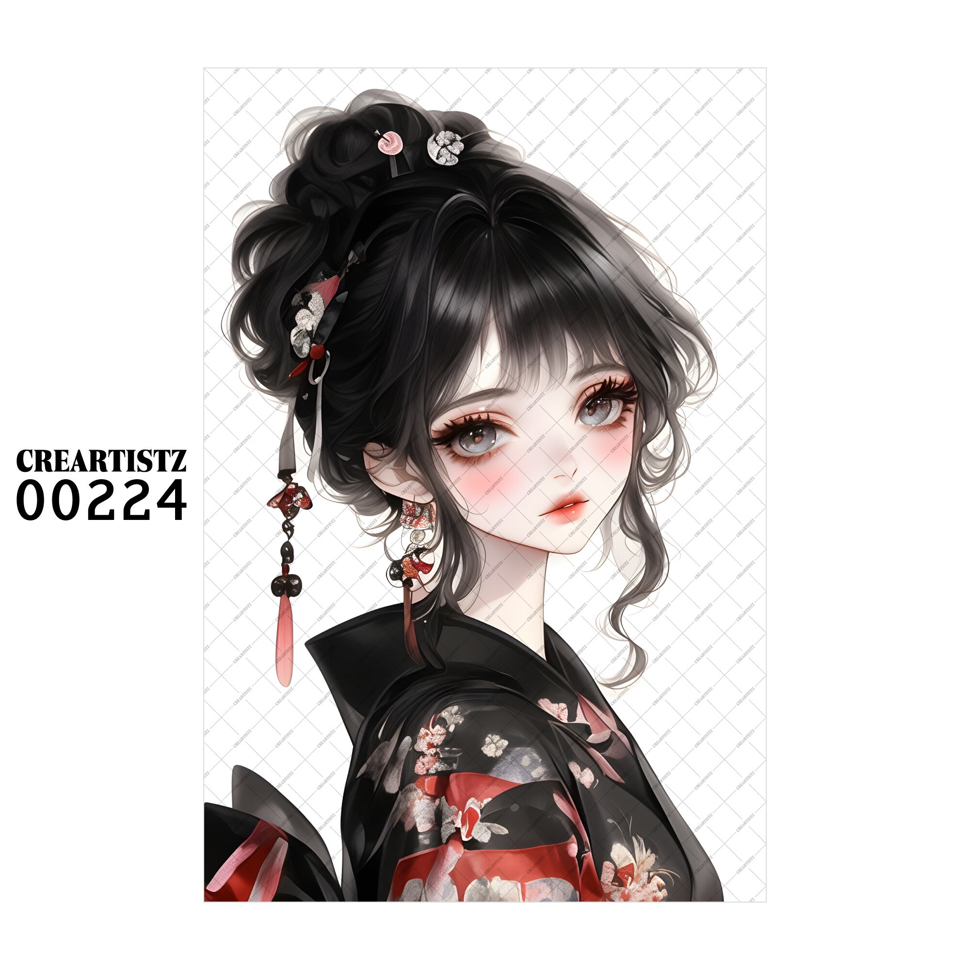 00224 ガール キュート オリジナル ペーパー/ステッカー 4枚セット CREARTISTZ