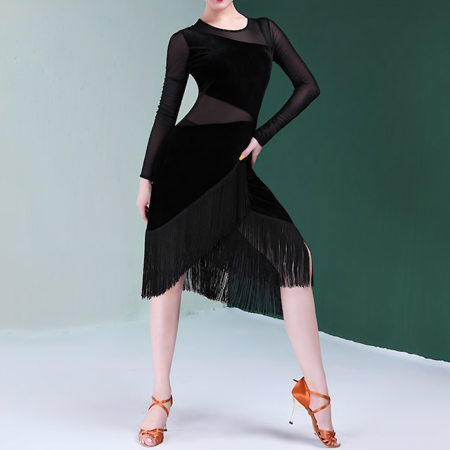 エレガントフリンジ ラテンダンスワンピース ds0445