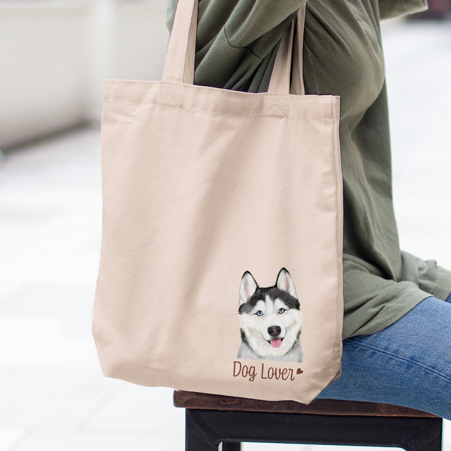 シベリアンハスキー 水彩画風 毛色4色 】 キャンバス トートバッグ 犬