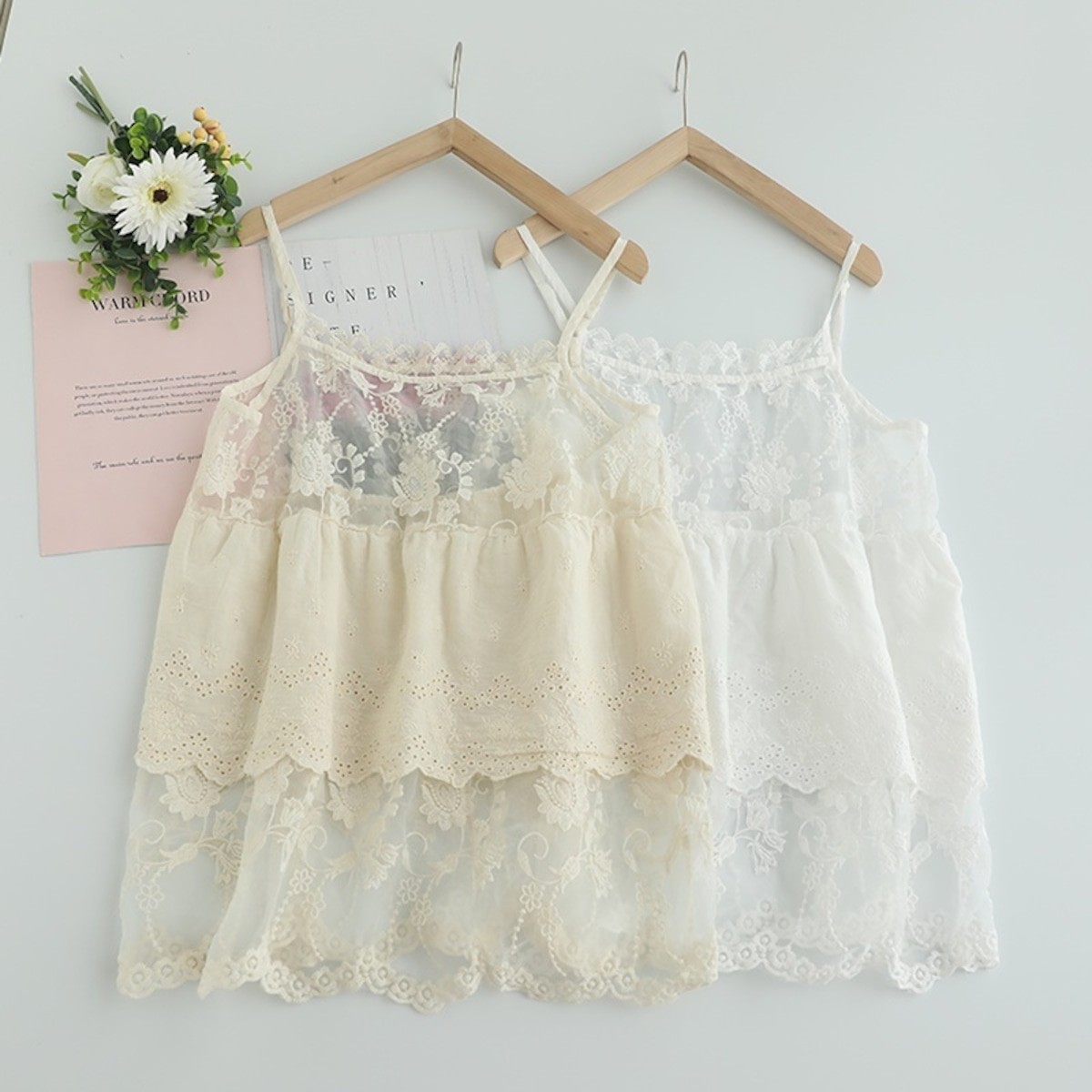 シアー刺繍デザインレースキャミソール W0781 | Wild❁Garden 
