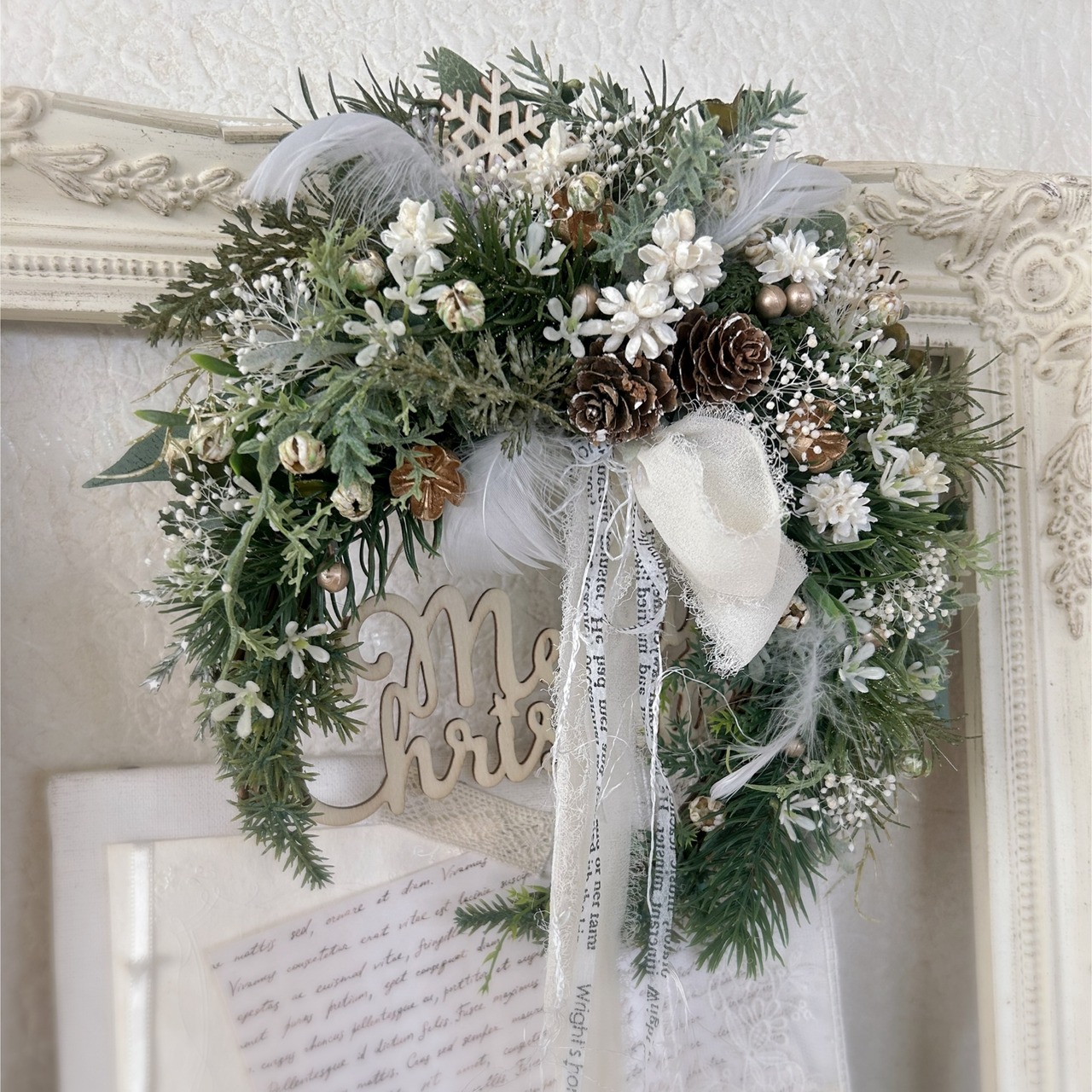 グリーンクリスマスクレセントリース/クリスマス/クリスマスリース 