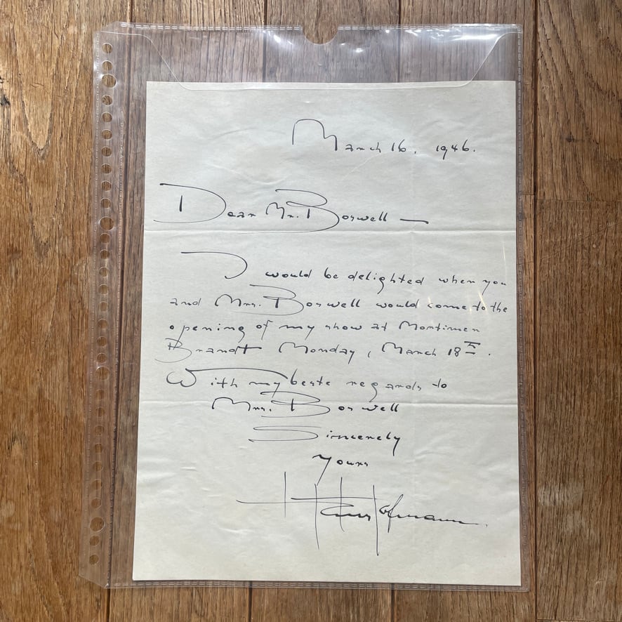 【 直筆書状・オートグラフ・エフェメラ 】ハンス・ホフマン　Hans Hofmann　からの手書きの手紙　1946/3/16 付け　 [ 3100017 ]