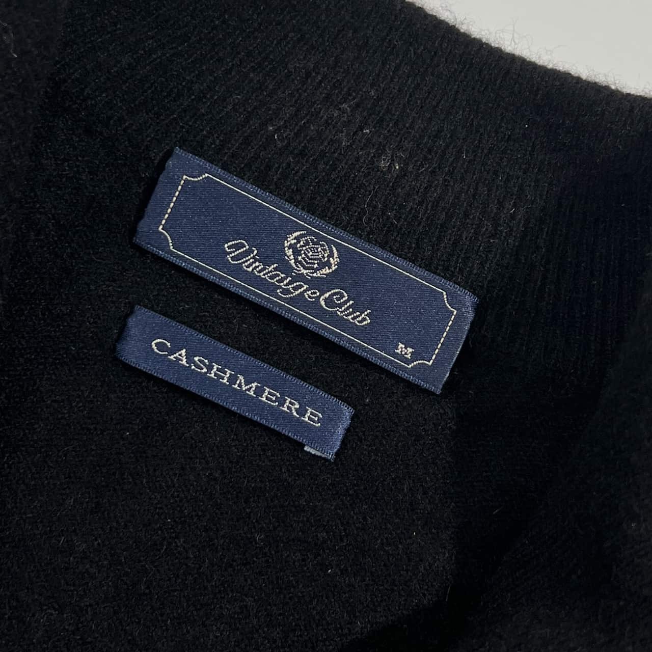 カシミヤ100% Vintage Club ヴィンテージクラブ デザイン ハーフジップ ニット セーター M/ブラック メンズ