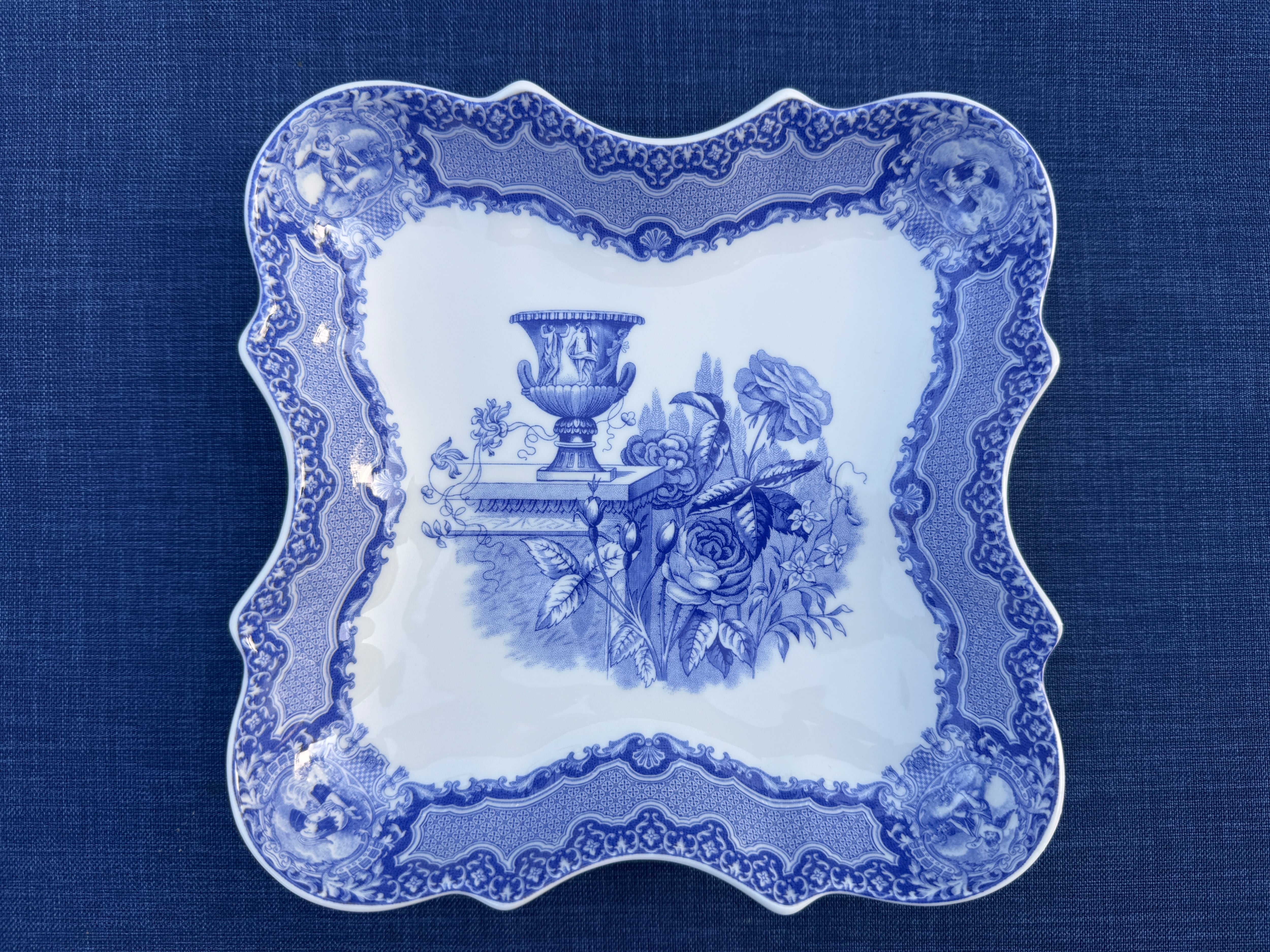 SPODE社　ブルールームコレクション　"Seasons" スクウェアディッシュ