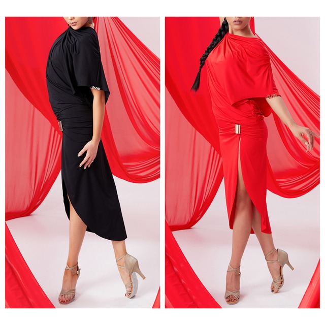 ワンショルダー ドレープ ダンストップス  2col　D00364