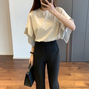 フレアボーダースリーブトップス　A1153