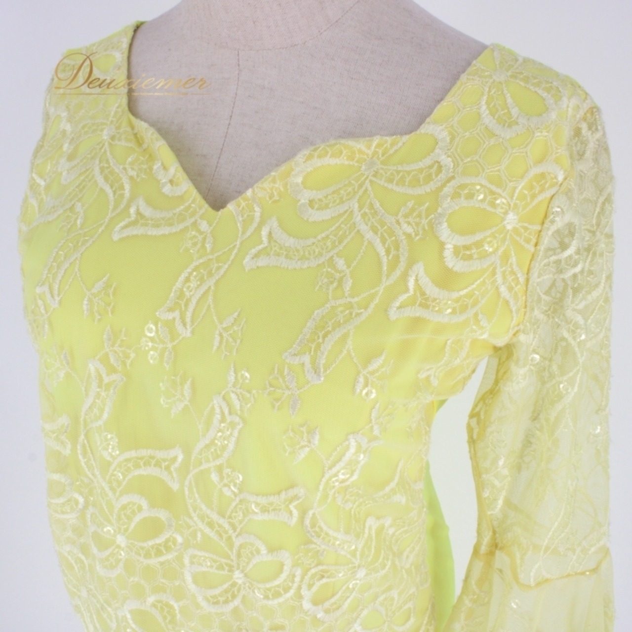 社交ダンス 衣装 スタンダード ドレス ワンピース レッスンウェア パーティドレス レディース イエロー系 黄色 カラードレス ロングドレス フレッシュ ドレス フェミニン レース スパンコール 伸縮性 ポリエステル 117cm 結婚式 大人 おしゃれ 女性用 きれい カジュアル エレガント ダンス 発表会 向け コスチューム