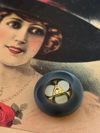 20mm Japanese ヴィンテージボタン シェル マットグレー×ゴールド ストーン アクセサリーパーツ デコレーション材