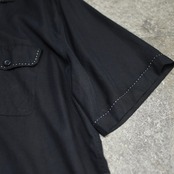 BARANDINI stitch design silk open collar shirt