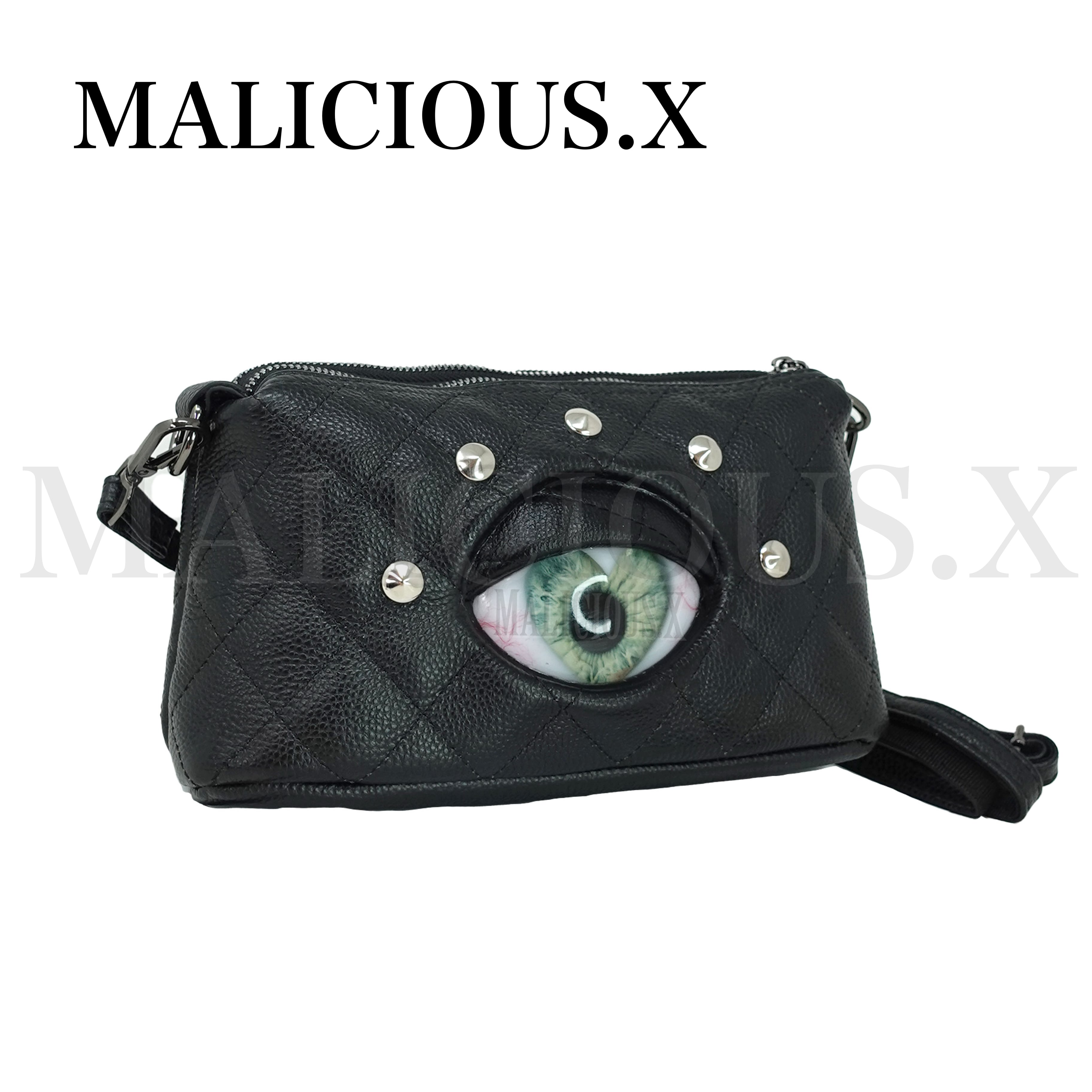 Heart Eye 3Zip wide shoulderbag(quilting)/Ice Green | MALICIOUS.X
